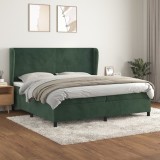 VidaXL Pat box spring cu saltea, verde &icirc;nchis, 200x200 cm, catifea