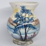 Vaza portelan, ceramica romaneasca, veche, vintage - pictata manual - SEMNATA