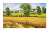 Cumpara ieftin Tablou pictat manual, Tarancuta prin lanul de grau, 100x60cm pictura ulei pe panza, Constantin Feraru