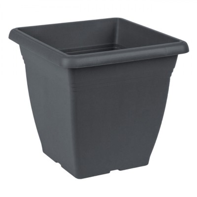 Ghiveci Patrat Flori, Plastic, Antracit, Capacitate 9 l, 25.5x25.5x24.5 cm foto