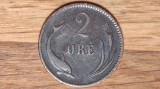R08 Danemarca - raritate - moneda de colectie 2 ore 1881 bronz - delfin - superba !, Europa