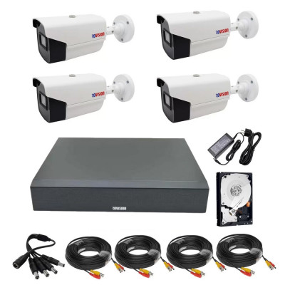 Sistem supraveghere 4 camere Rovision oem Hikvision 2MP Full HD IR 40m, DVR Pentabrid 4 Canale, Accesorii Full, HDD 500 GB SafetyGuard Surveillance foto