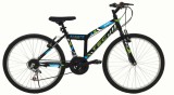 Bicicleta MTB Tec Strong, culoare negru/verde, roata 24&quot;, cadru din otel Cod:222437000304