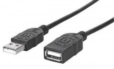 Prelungitor cablu Hi-Speed USB Manhattan 338653 1.8m Negru foto