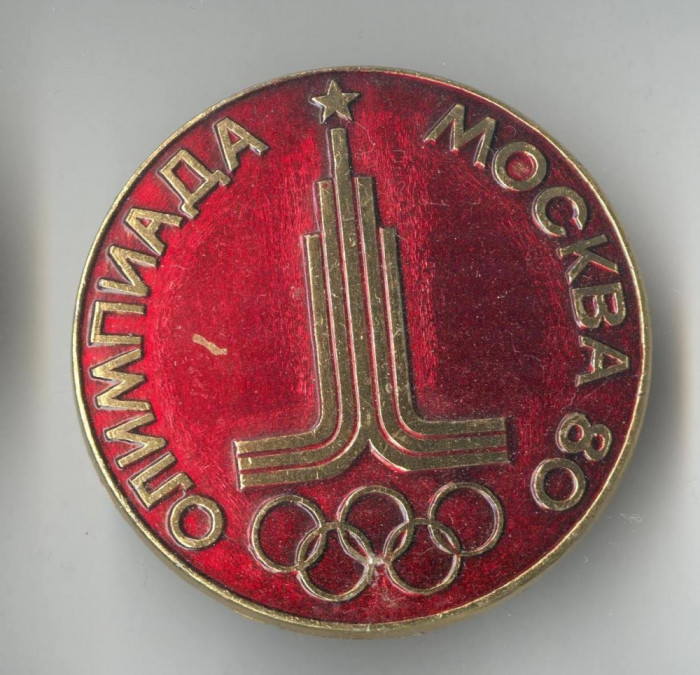 Insigna Olimpica - Olimpiada Moscova Rusia 1980, 4.3 cm