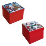 Cutie cadou Kraft cu capac, Mini, Roșie, Tema Crăciun, 2 bucăți, 1,03 L, CMCLASS
