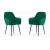 Set 2 scaune bucatarie/living, Artool, Lugo, catifea, metal, verde si negru, 57.5x56.5x86.5 cm