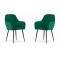 Set 2 scaune bucatarie/living, Artool, Lugo, catifea, metal, verde si negru, 57.5x56.5x86.5 cm