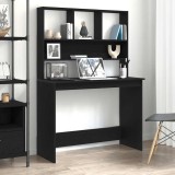 Cumpara ieftin Birou cu rafturi, stejar negru, 102x45x148 cm, lemn prelucrat