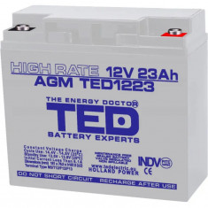 Acumulator 12V, TED Electric High Rate, Dimensiuni 181 x 76 x 167 mm, Baterie 12V 23Ah M5