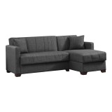 Cumpara ieftin Coltar extensibil Alaska cu spatiu de depozitare gri inchis 204x143x83 cm