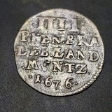 Germania Brandenburg-Prusia 4 Pfennig 1676 Argint Frederic William, Moneda Argint Prusia