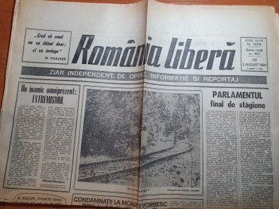 ziarul romania libera 2 august 1990-art. condamnatii la moarte vorbesc,timisoara foto