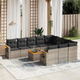vidaXL Set canapele de grădină cu perne, 11 piese, gri, poliratan 3227187