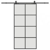 Cumpara ieftin Usa glisanta cu set de feronerie neagra 102,5x205 cm Sticla ESG