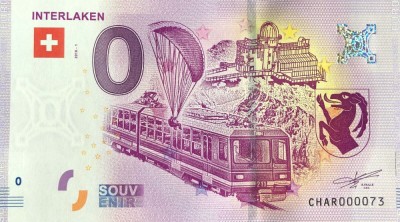 !!! 0 EURO SOUVENIR - ELVETIA , INTERLAKEN - 2018.1 - UNC // NU TRIMIT PRIN CURIER foto