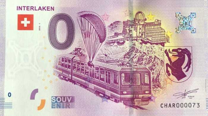 !!! 0 EURO SOUVENIR - ELVETIA , INTERLAKEN - 2018.1 - UNC // NU TRIMIT PRIN CURIER