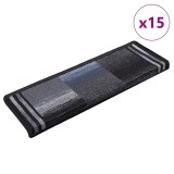 vidaXL Covorașe scări autoadezive, 15 buc., negru și gri, 65x21x4 cm 326208