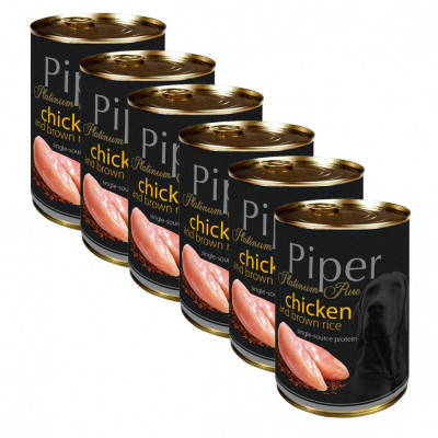 Piper Platinum Pure conservă cu pui și orez brun 6 x 400 g foto