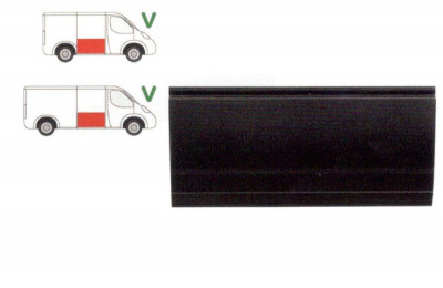 Panou reparatie usa VW TRANSPORTER (T4)/CARAVELLE/MULTIVAN, 07.1990-.2003, partea dreapta, lungime 1233 mm; usa culisanta, cu 3 nervuri, foto