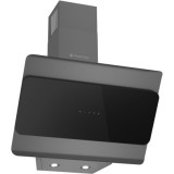 Hota decorativa Studio Casa Lenno Black, 60 cm, 1 Motor Tubo, Putere de absorbtie 400 m3/h, Metal si sticla neagra
