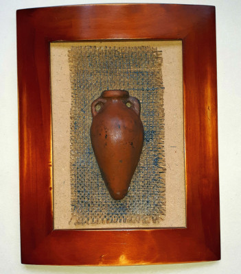 Tablou ceramica teracota amfora unicat semnat artist ornament decoratiune T6 foto