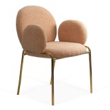 Scaun living si dining BUC282, stofa boucle, structura metalica aurie, elegant, 100 kg