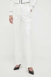 Morgan pantaloni femei, culoarea bej, drept, high waist