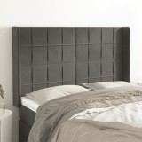 VidaXL Tăblie de pat cu aripioare gri &icirc;nchis 147x16x118/128 cm catifea 3119629