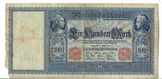 Bancnota 100 mark 1910 - Germania, putin rupta foto