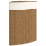 HOMCOM Coș de Rufe Colțar 55L cu Sac Detașabil din Bambus Maro | Aosom Romania