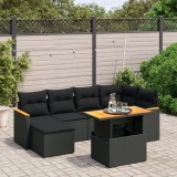 Cumpara ieftin Gossi set canapele de gradina cu perne, 7 piese, negru, poliratan