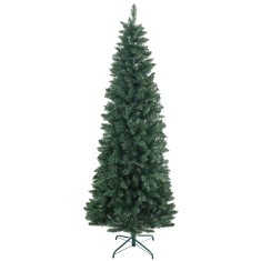 HOMCOM Brad Artificial de Crăciun cu 687 Ramuri, Brad de Crăciun &Icirc;nalt și &Icirc;ngust cu Bază Pliabilă, &Oslash;75x210 cm, Verde | Aosom Romania