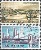 B0598 - San Marino 1973 - New York 2v.stampilat,serie completa