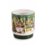 Vaza flori Craciun ceramica multicolora &Oslash; 10,5 x 11 H