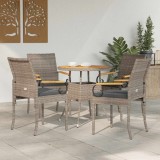 vidaXL Scaune de grădină cu pernă 4 pcs Gri și gri &icirc;nchis 42025886
