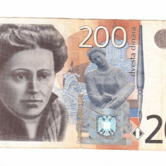 Bancnota Iugoslavia, 200 dinari 2001, circulata, stare foarte buna