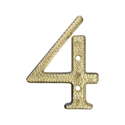 Numar din metal pentru usa / poarta, auriu, 43 mm, cifra 4 foto
