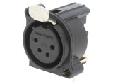 Soclu XLR Mamă 4 Pin Unghi 90&deg; Buton Negru 6A