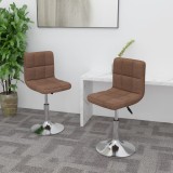 VidaXL Scaune de bucătărie pivotante, 2 buc., maro, material textil