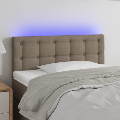 vidaXL Tăblie de pat cu LED, gri taupe, 100x5x78/88 cm, textil 3122040 foto