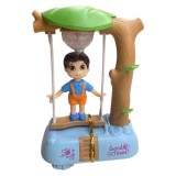 Jucarie Baietel in Leagan cu Baterii, Plastic, 22cm, Miscare si Sunete, Recomandat 3+ ani