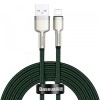 Cablu Date si Incarcare USB-A - Lightning Baseus Cafule Metal Series, 18W, 2m, Verde CALJK-B06, Apple