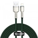 Cablu Date si Incarcare USB la Lightning Baseus Cafule Metal, 2 m, 2.4A, Verde CALJK-B06