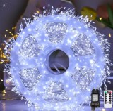 Instalatie Luminoasa LED 30m, Fir de Cupru, 600 Becuri Alb Rece, Priza si Telecomanda