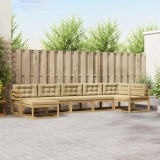vidaXL Set de canapele de exterior cu pernă 7 pcs Alb și Bej 3386747