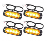 Set 4 Lampi Avertizare LED Galbene 4 LED-uri, Auto, Moto, Utilaje, BZRSH, stroboscop