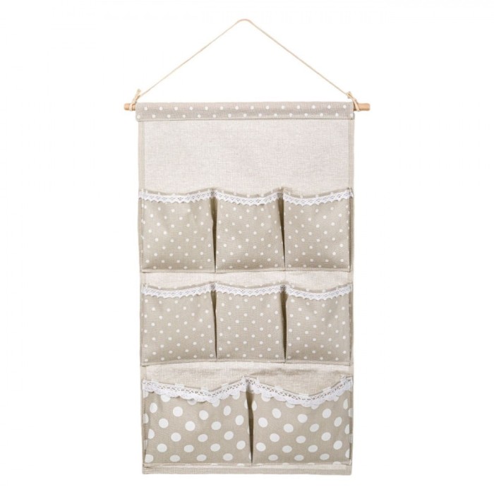Suport Suspendabil de Perete, Model Cu Buline, Compartimente Multiple, Bej, 35x60cm