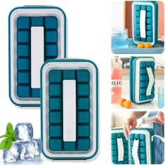 Forma cuburi de gheata, din silicon, cu 18 cuburi, lungime 21.8 cm, verde/crem