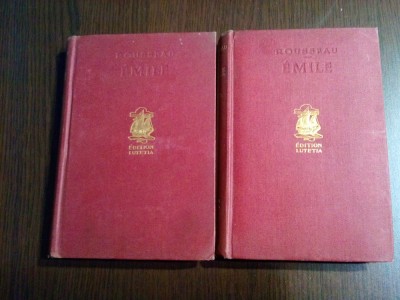 JEAN-JACQUES ROUSSEAU - EMIL ou De L`Education -2 vol.- Edition Lutetia foto